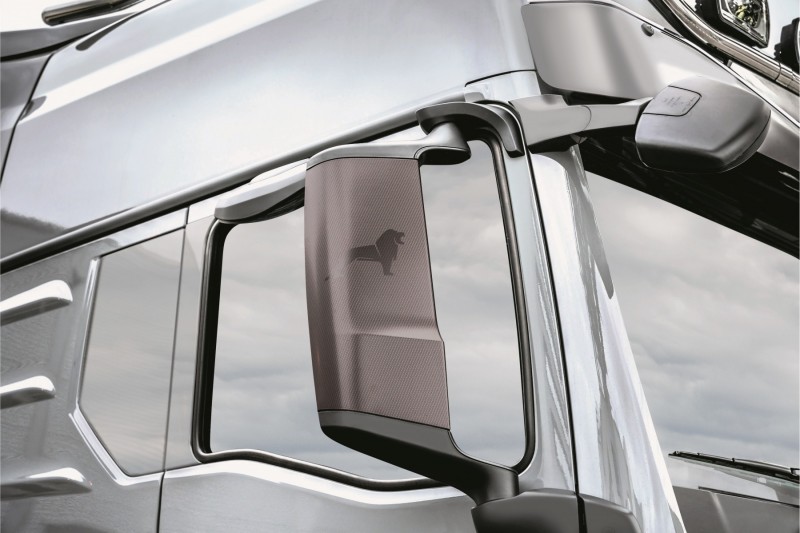 Carbon-look wing mirrors on MAN TGX 2021