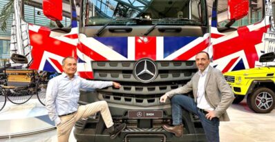 Ronan Chabot, left, President-Director General of parent company RCM, and Philippe Canetti of SAGA Mercedes-Benz Trucks